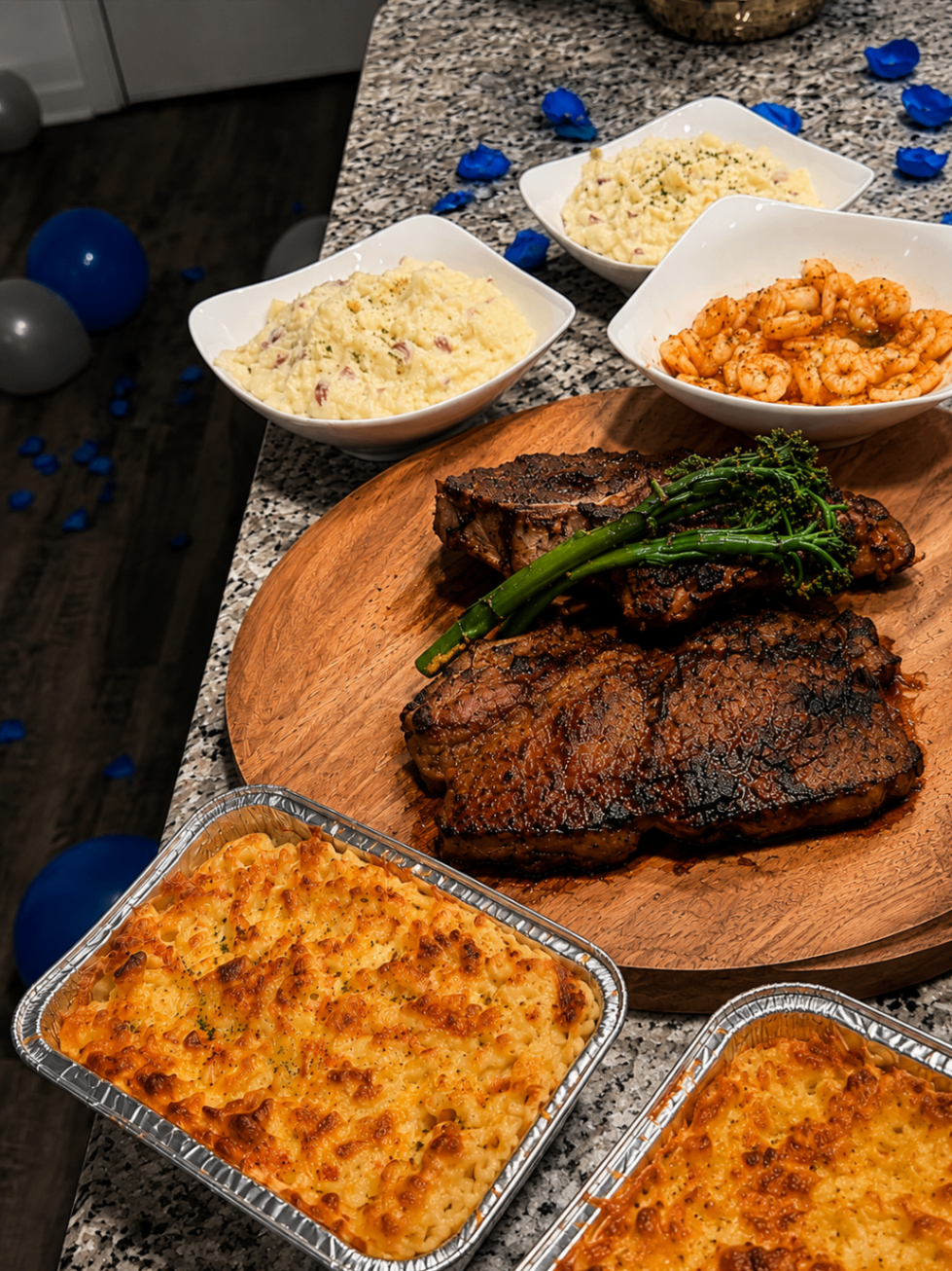 Private dinner package with lamb chops and shrimp